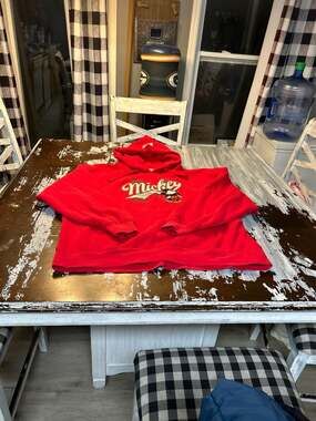 Disney Parks Mickey Mouse 1928 Red Graphic Hoodie Size XL